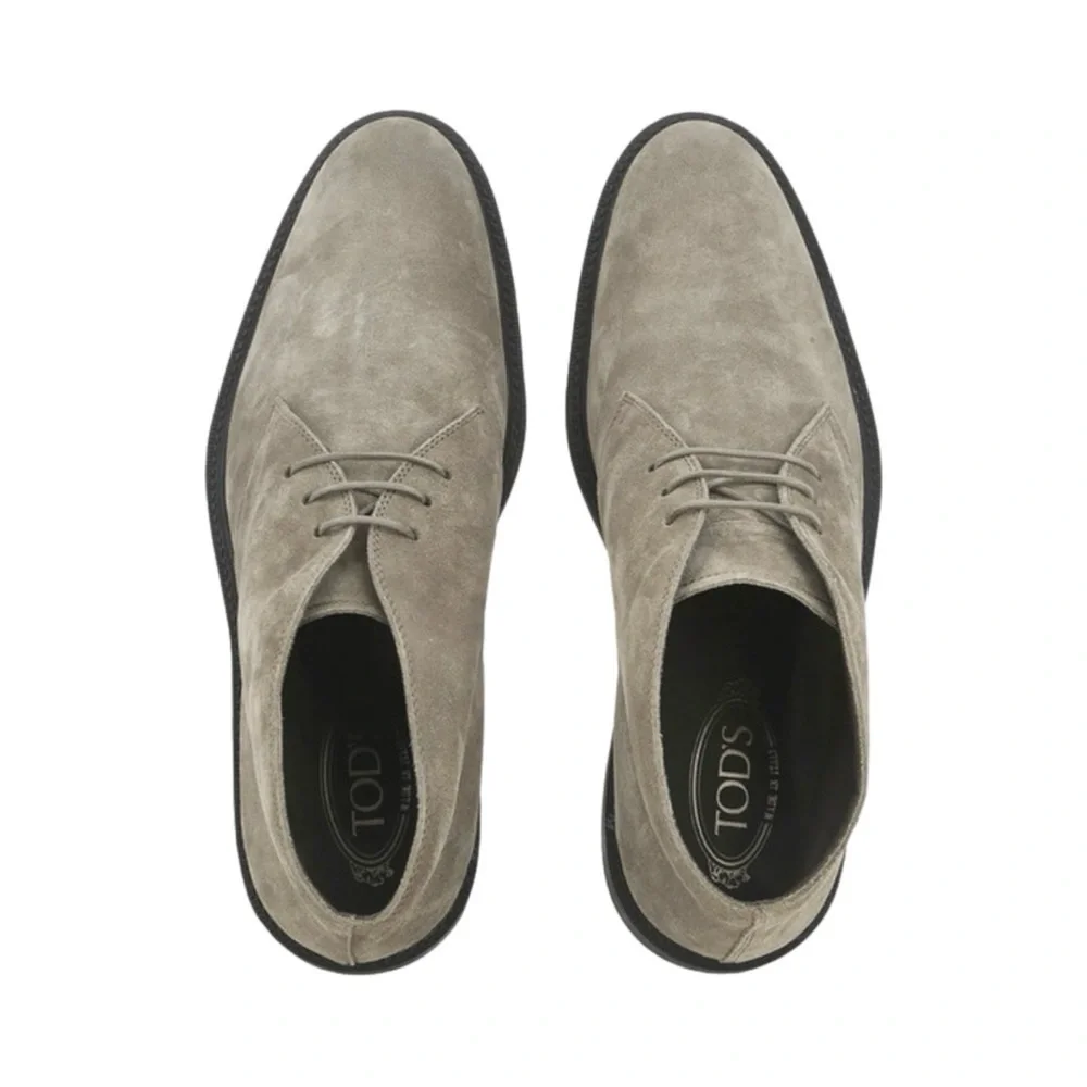 TOD’S Suede Peat Desert Ankle Boots Rubber Soles Lace Up Casual Luxury Heritage